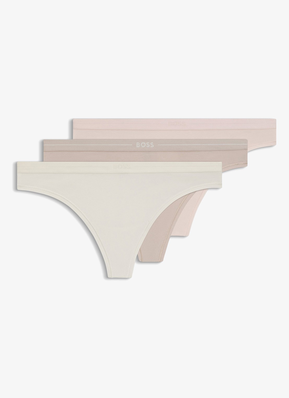 BOSS String met logo in 3-pack - voorkant 4 creme