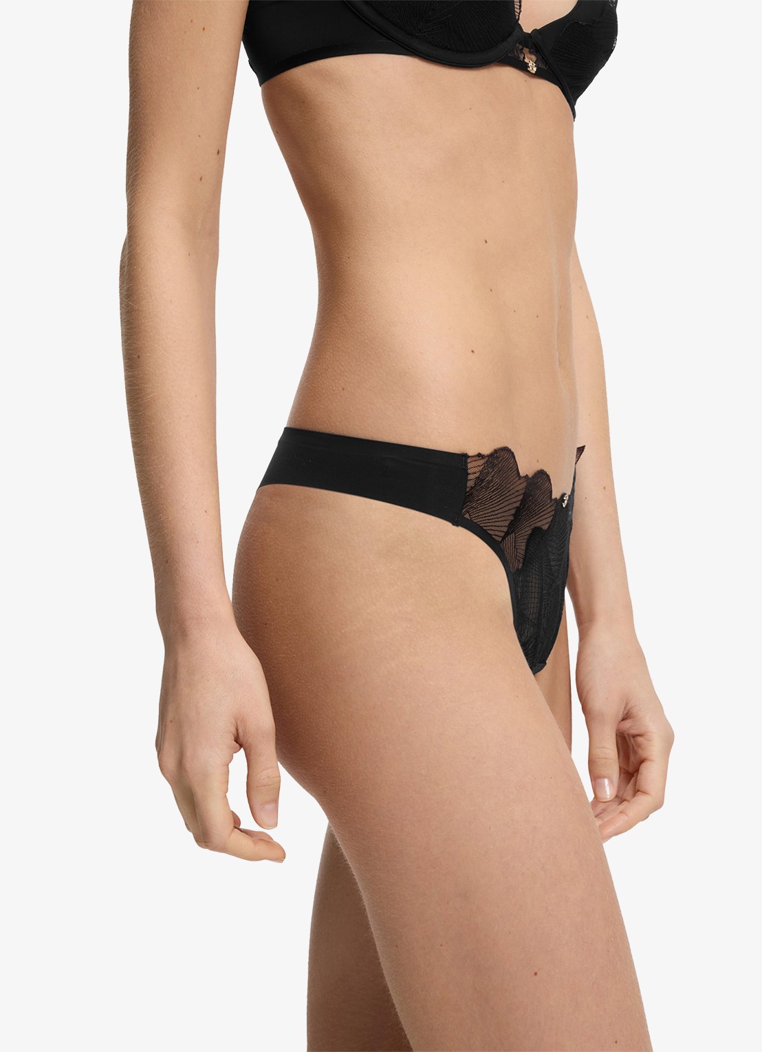 BOSS String met mesh en borduring - detail 4 zwart