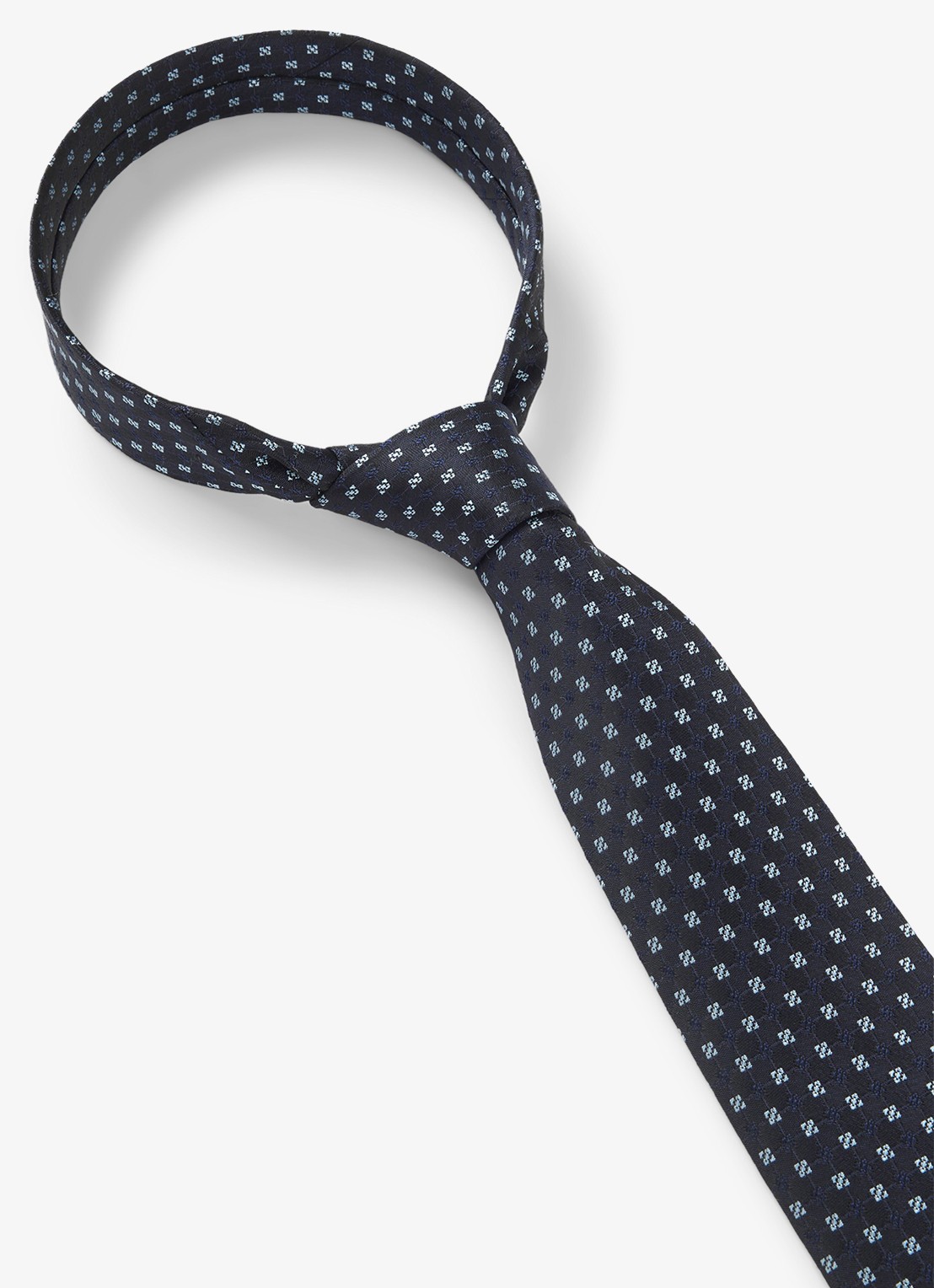 BOSS Stropdas in zijdeblend met stippenprint - detail 5 donkerblauw