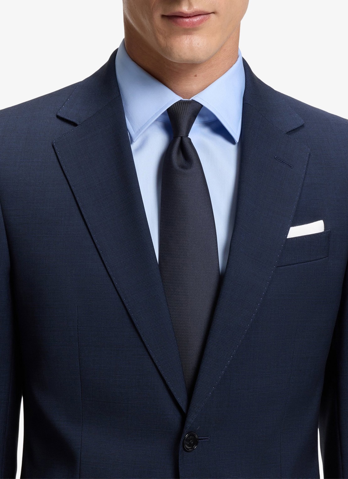 BOSS Stropdas in zijdeblend - voorkant 6 donkerblauw