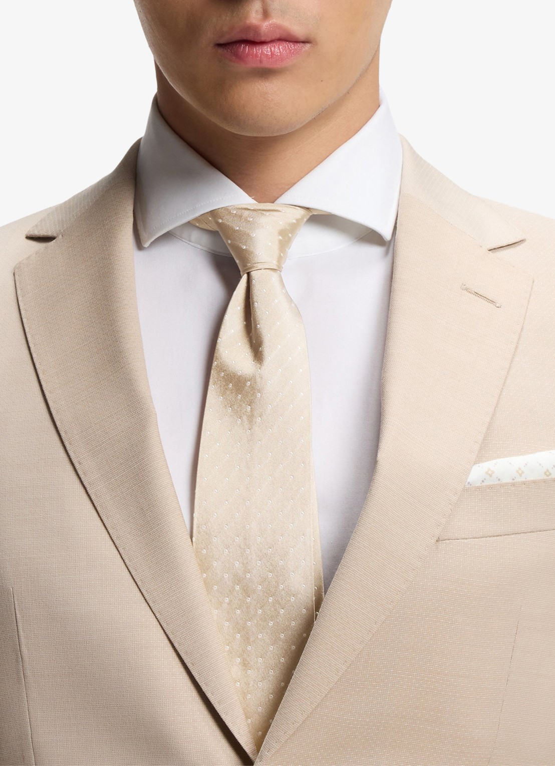 BOSS Stropdas van zijde  - voorkant 2 beige