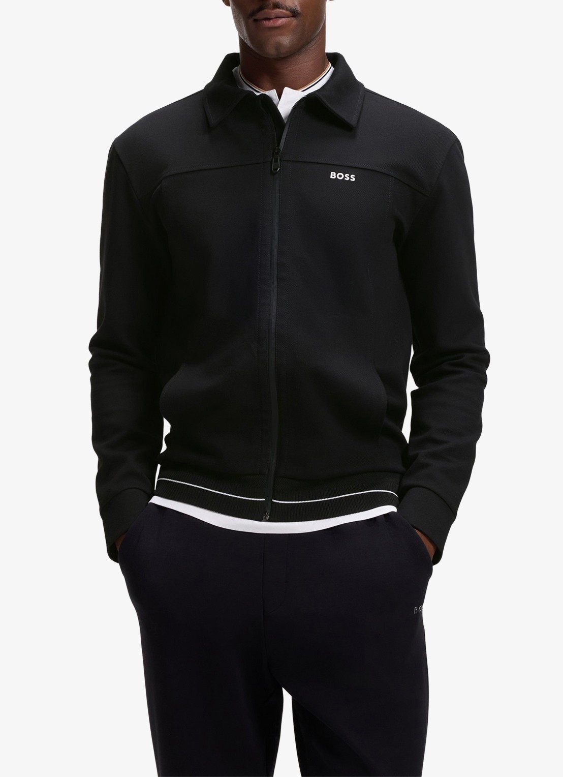 BOSS SW_Member sweatvest met steekzakken - detail black-001 / zwart