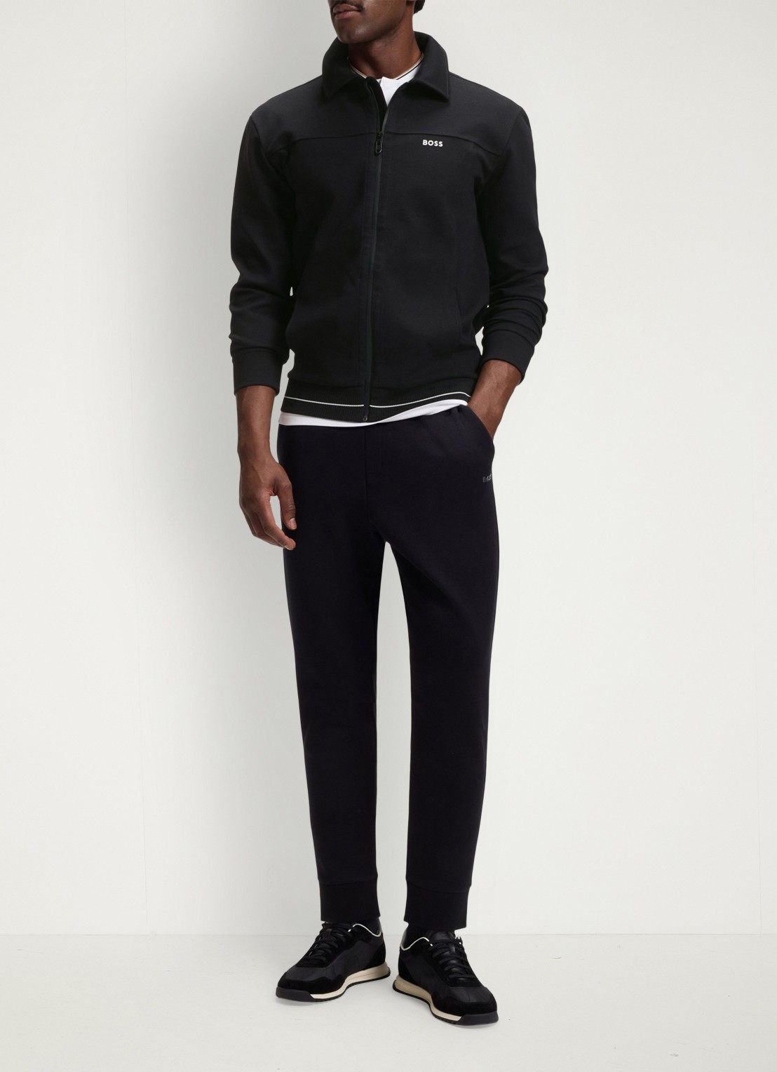 BOSS SW_Member sweatvest met steekzakken - voorkant 4 black-001 / zwart