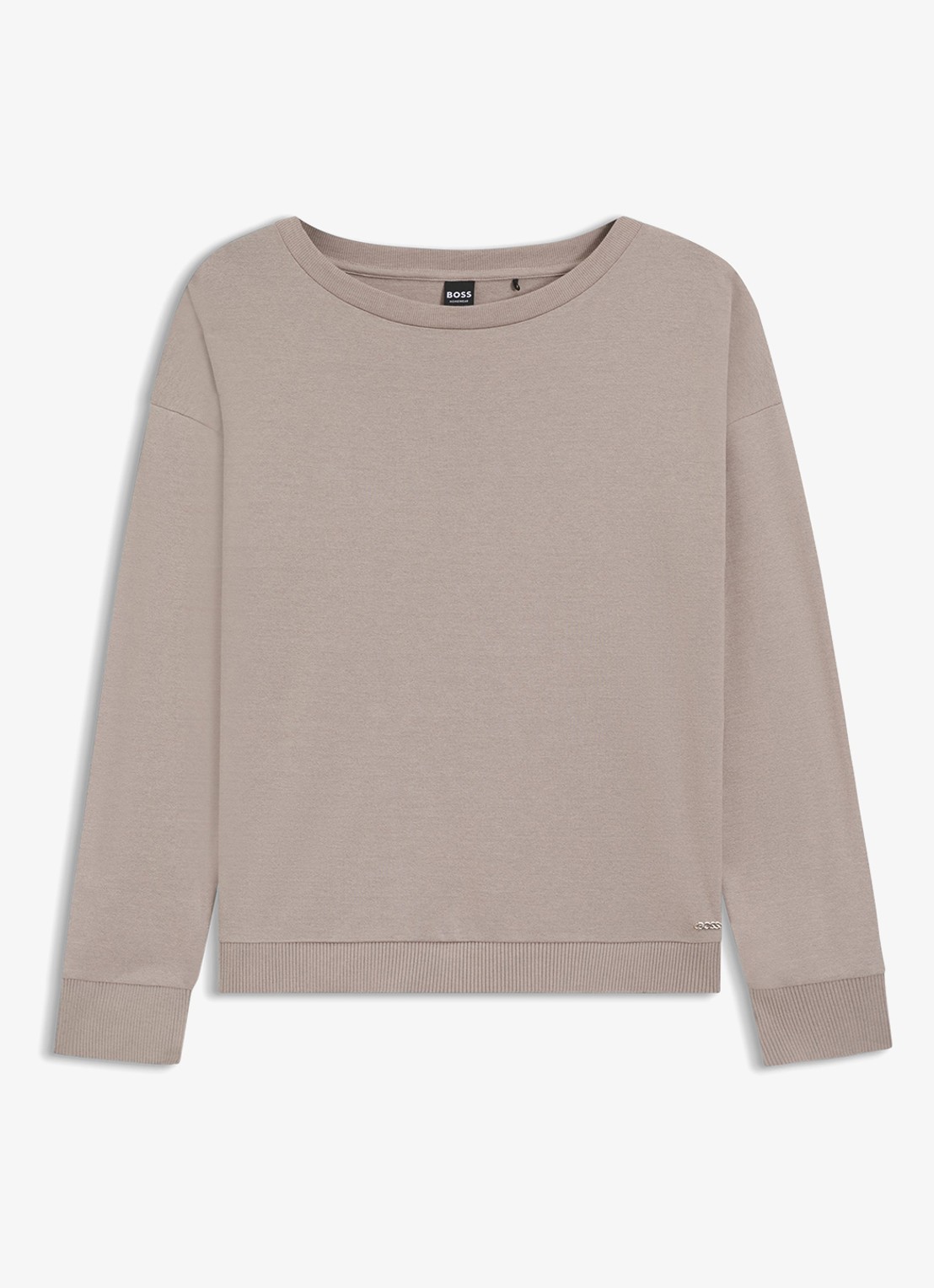 BOSS Sweater met gemêleerd dessin  - voorkant beige