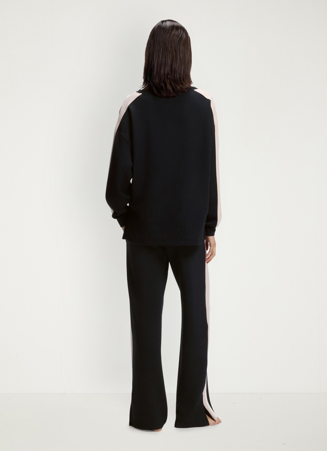 BOSS Sweater met gestreept detail - achterkant 3 black-001 / zwart