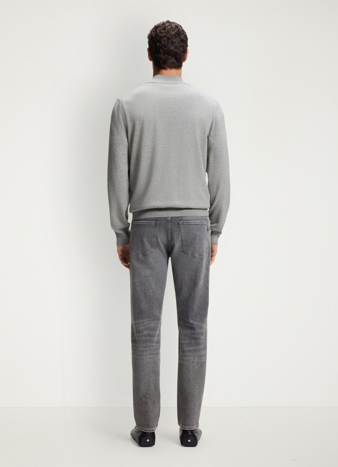 BOSS Sweater met halve rits en logo - achterkant 3 grijsmele