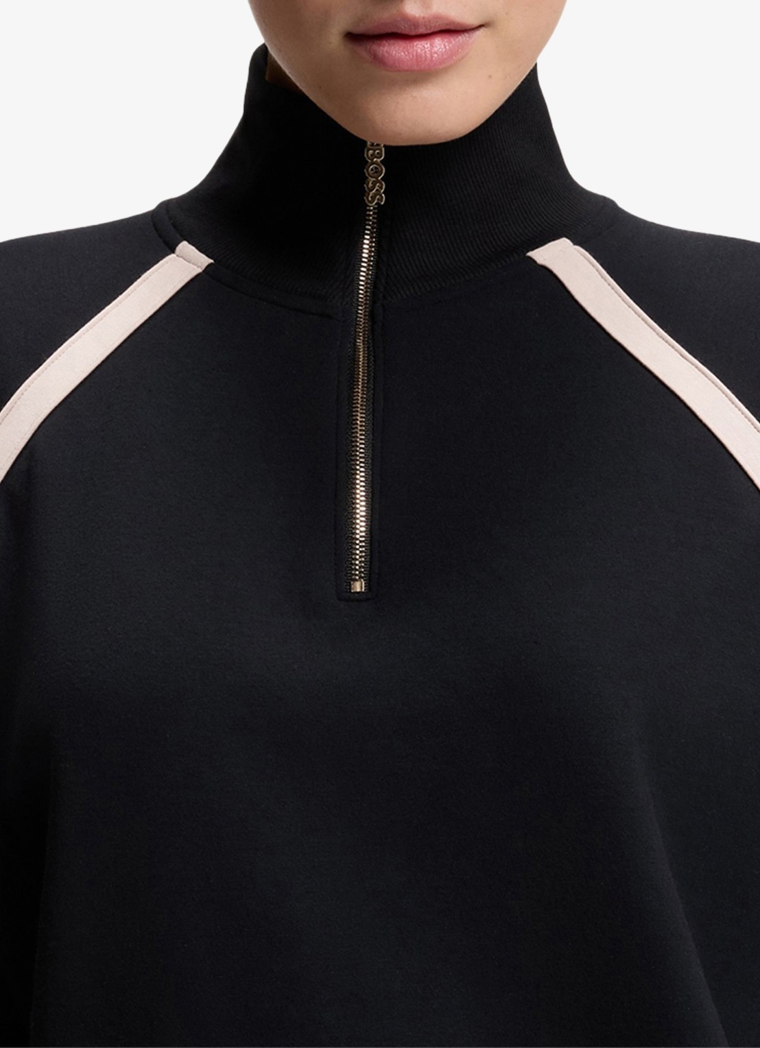 BOSS Sweater met halve rits - detail 3 zwart