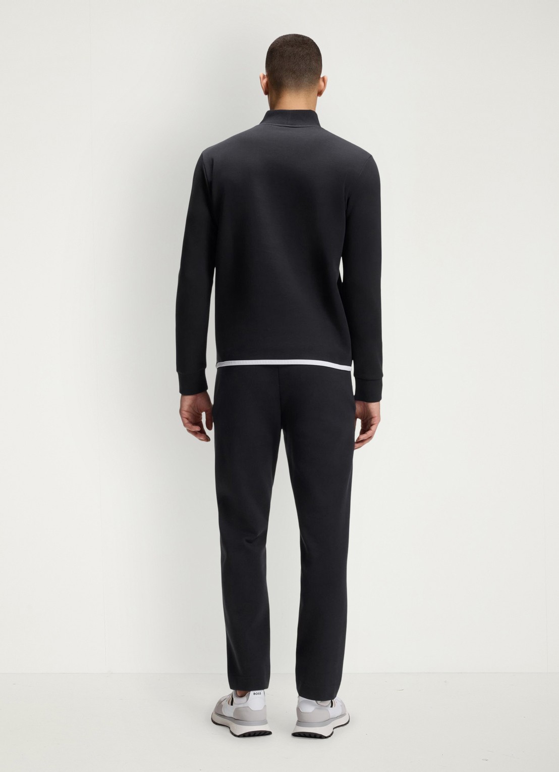 BOSS Sweater met logo en opstaande kraag - achterkant donkerblauw