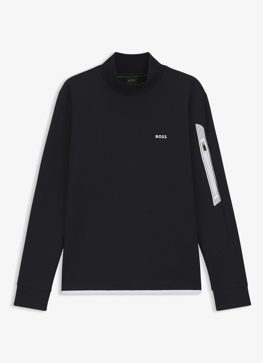 BOSS Sweater met logo en opstaande kraag - voorkant 4 donkerblauw