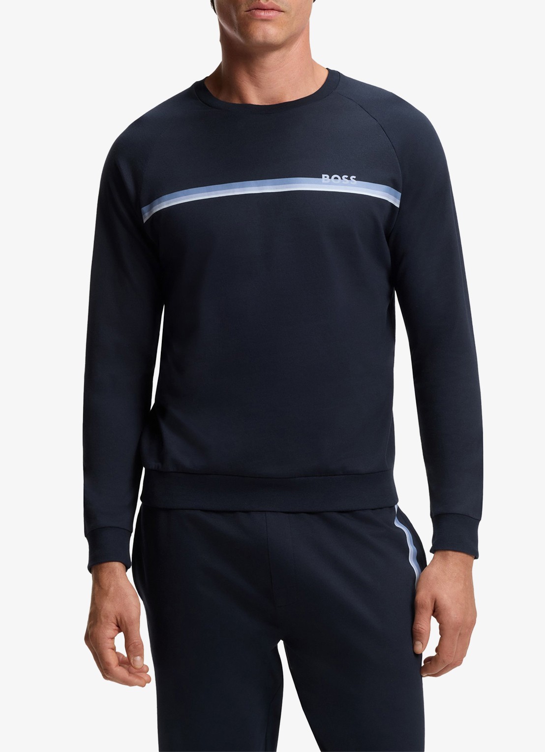 BOSS Sweater met logo - detail 2 donkerblauw