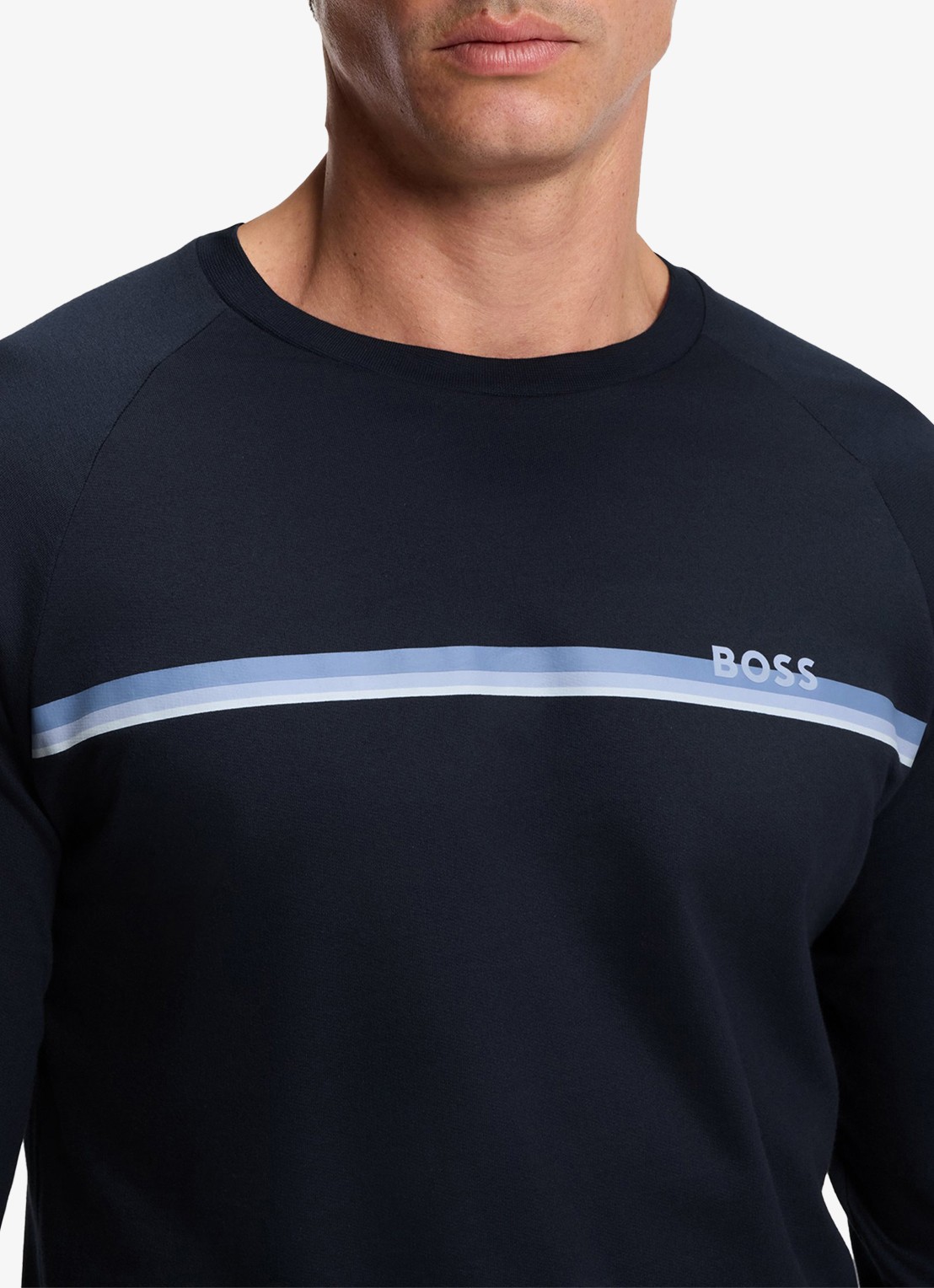 BOSS Sweater met logo - detail 3 donkerblauw