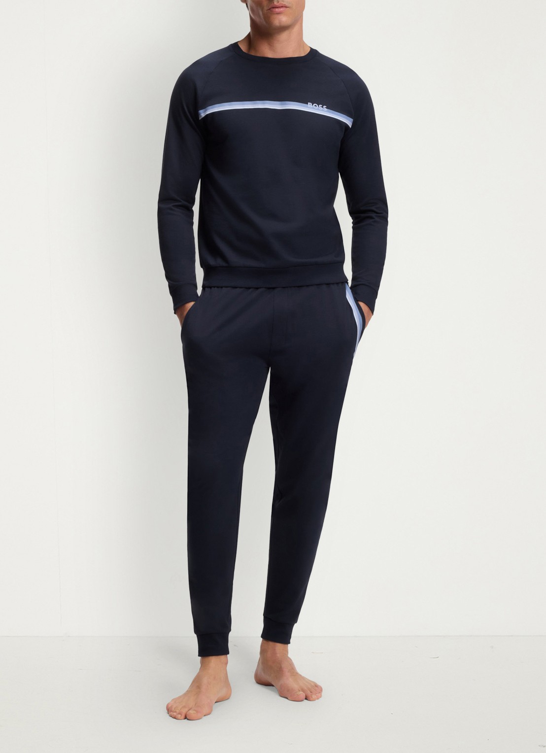 BOSS Sweater met logo - voorkant 5 donkerblauw