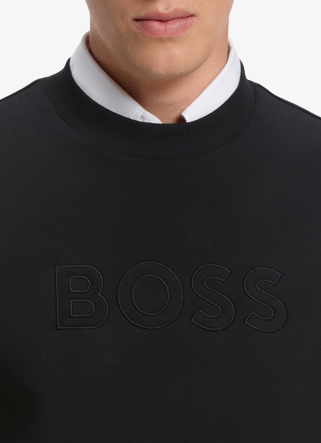 BOSS Sweater met logo - detail 5 zwart