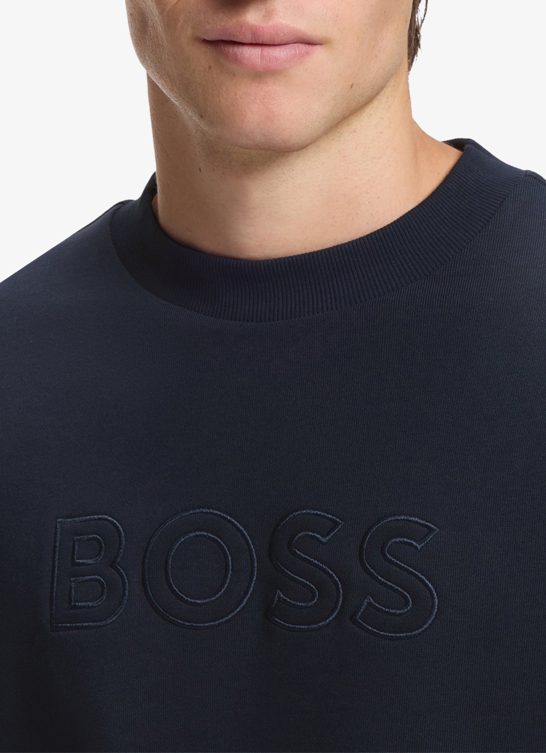 BOSS Sweater met logo - detail 3 donkerblauw