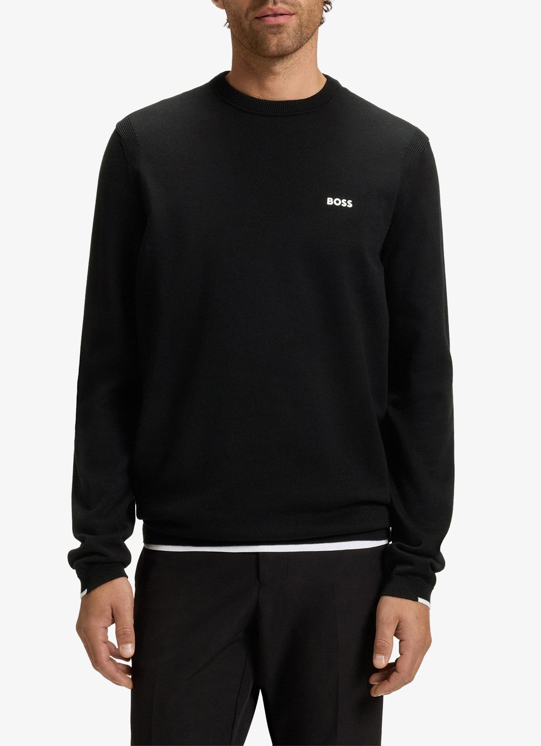BOSS Sweater met logo - detail 4 zwart