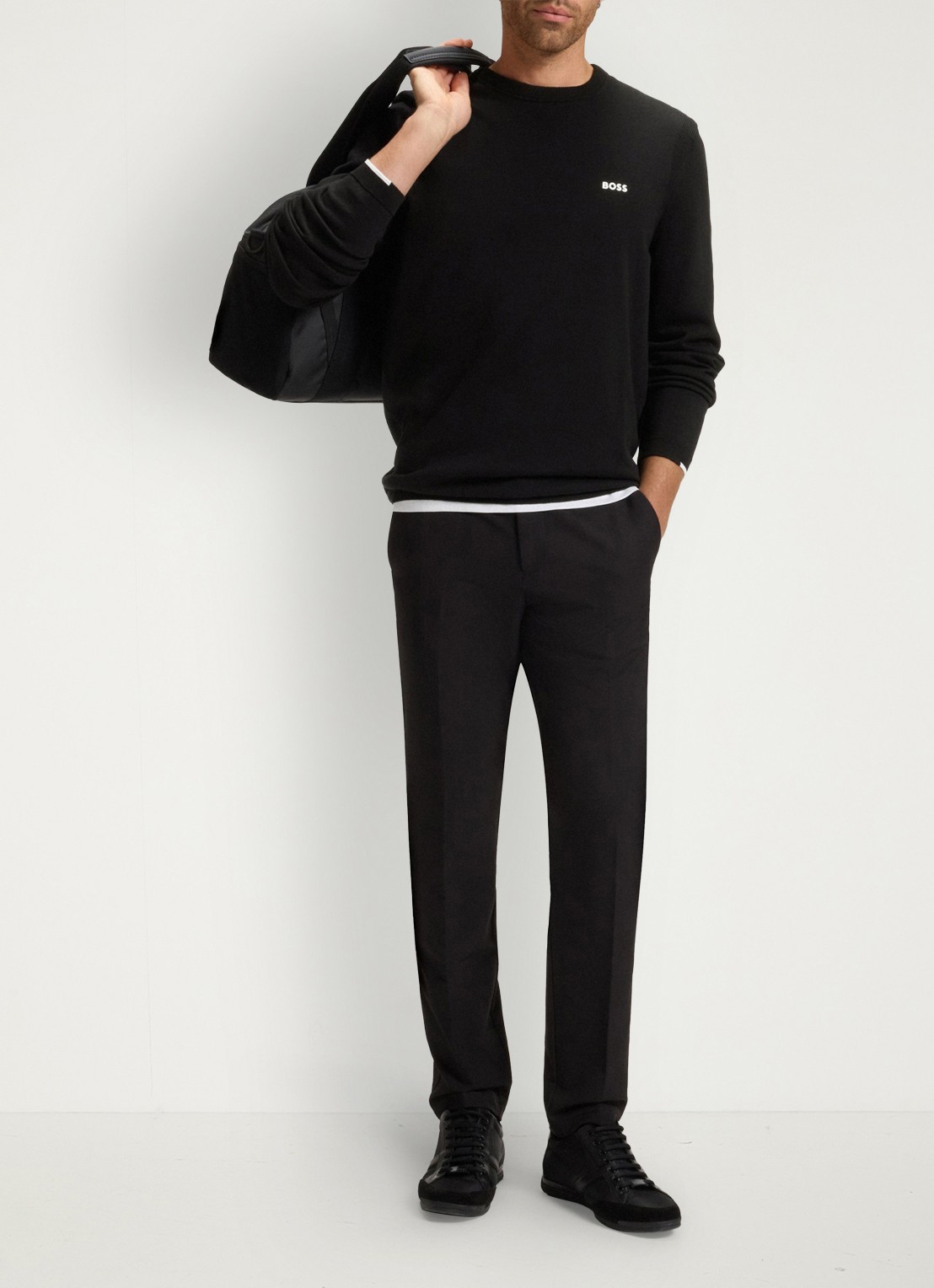 BOSS Sweater met logo - voorkant 2 zwart