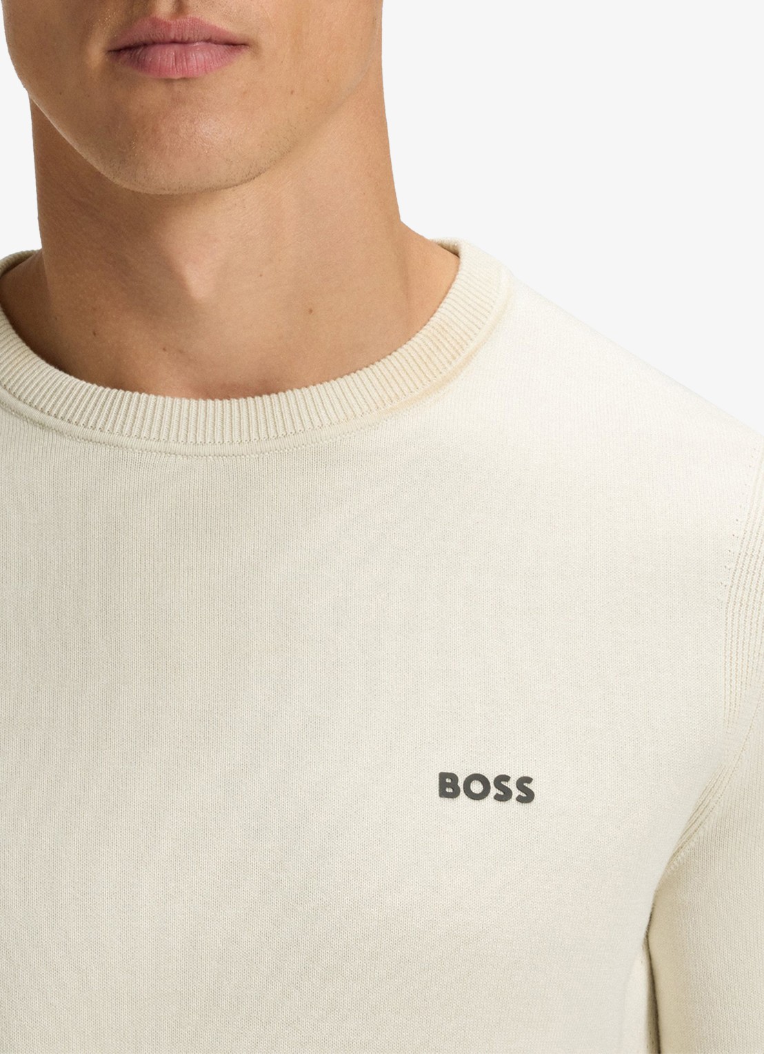 BOSS Sweater met logo - detail 2 gebroken wit