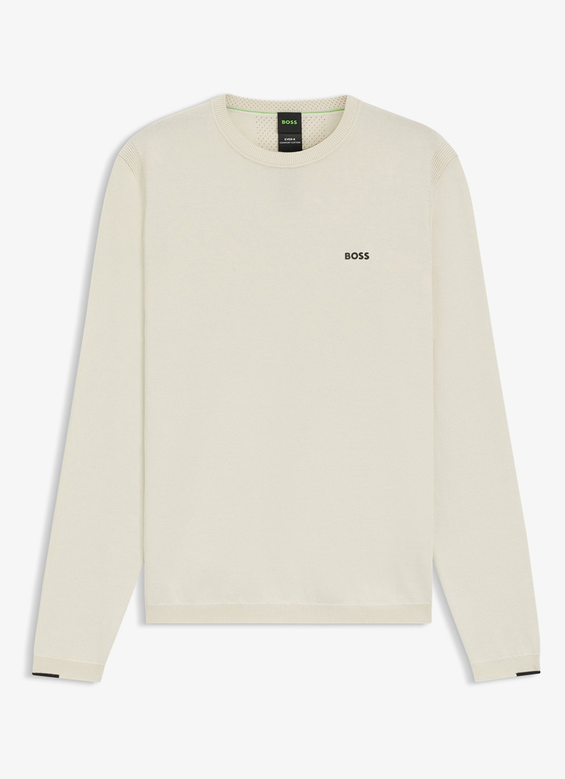 BOSS Sweater met logo - voorkant 3 gebroken wit