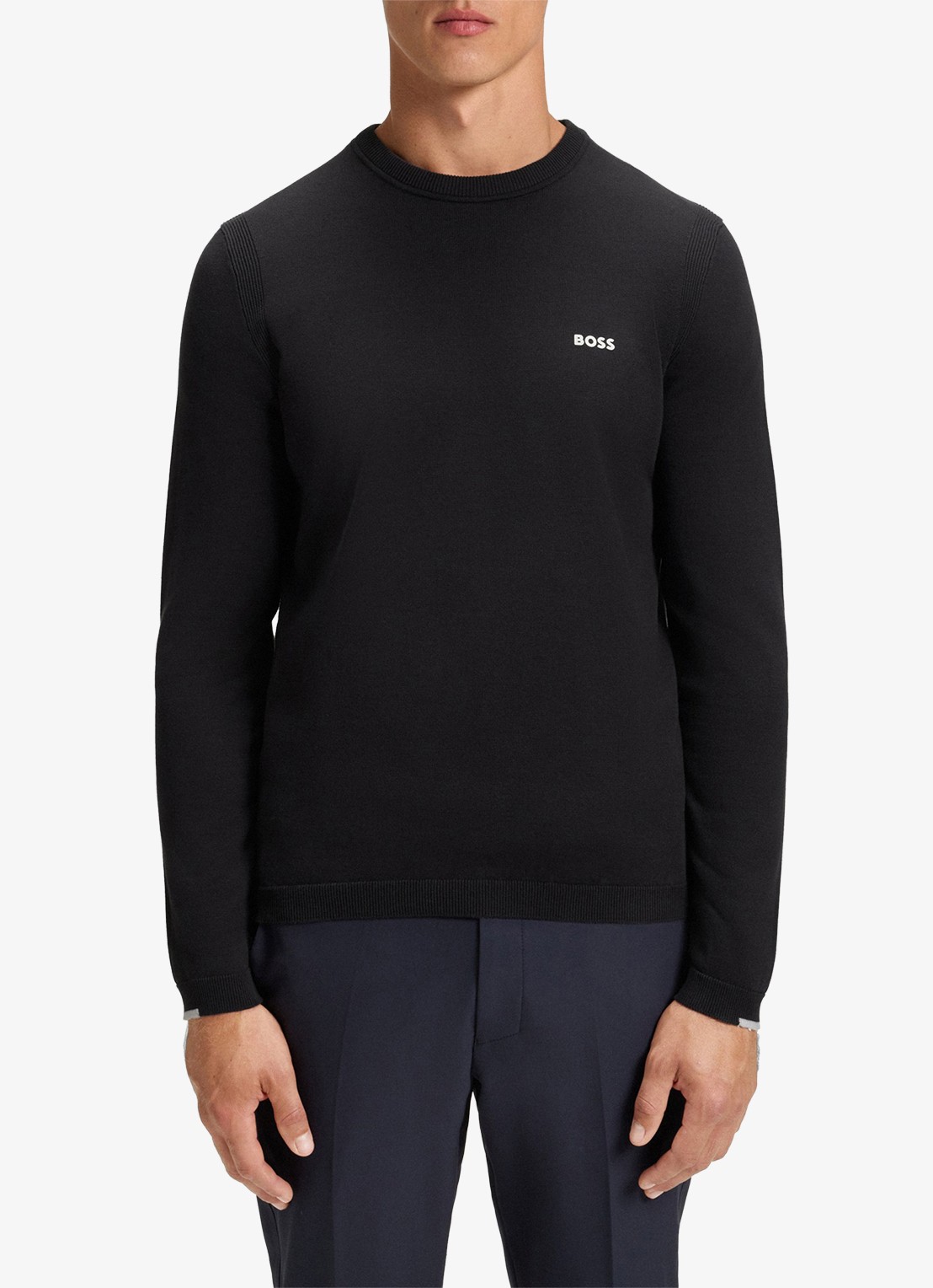 BOSS Sweater met logo - detail 4 donkerblauw