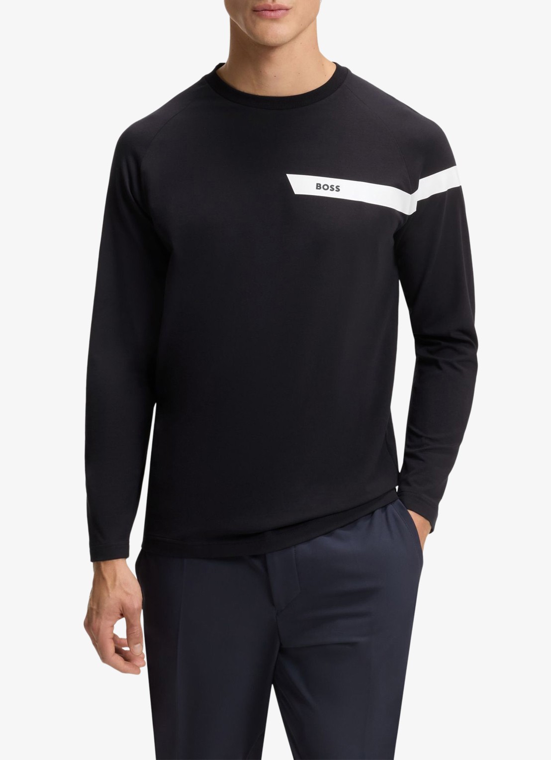 BOSS Sweater met logo - detail 4 donkerblauw