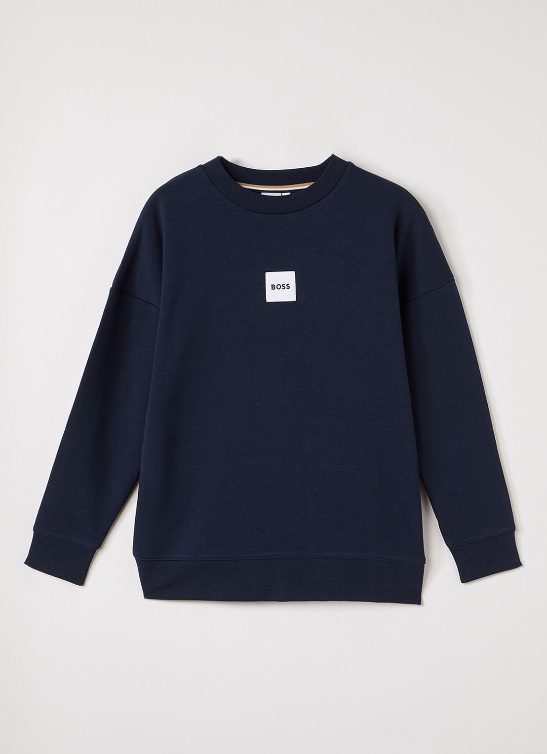 BOSS Sweater met logo - voorkant donkerblauw