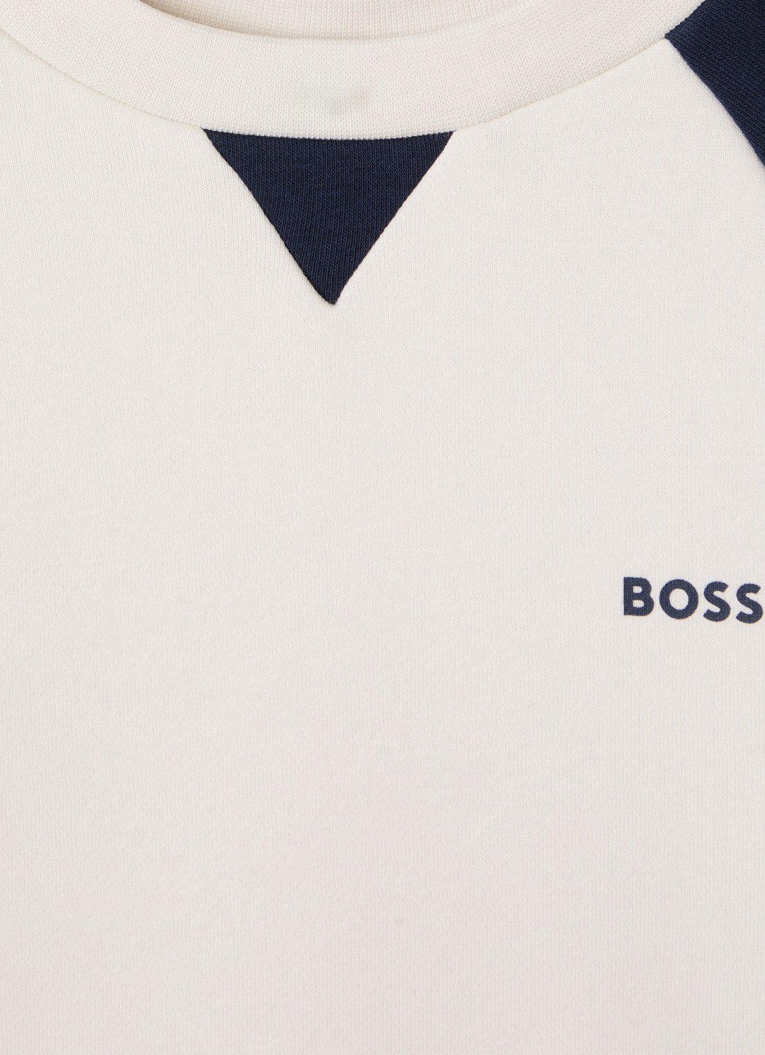 BOSS Sweater met logo - detail ivoor