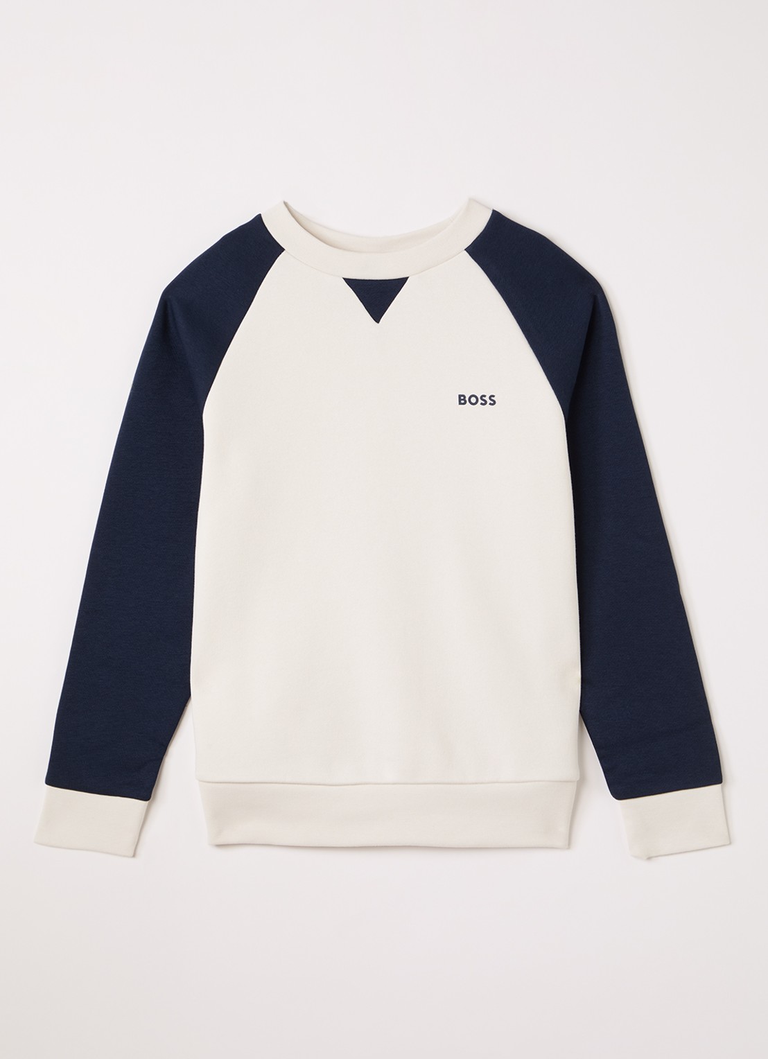 BOSS Sweater met logo - voorkant 2 ivoor