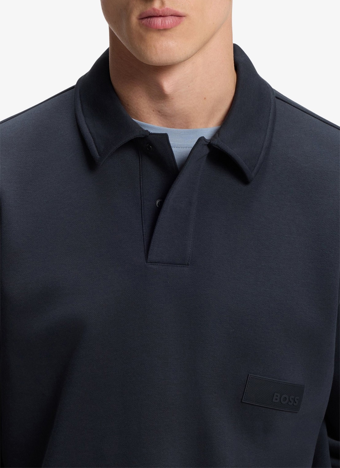 BOSS Sweater met logo - detail 5 donkerblauw