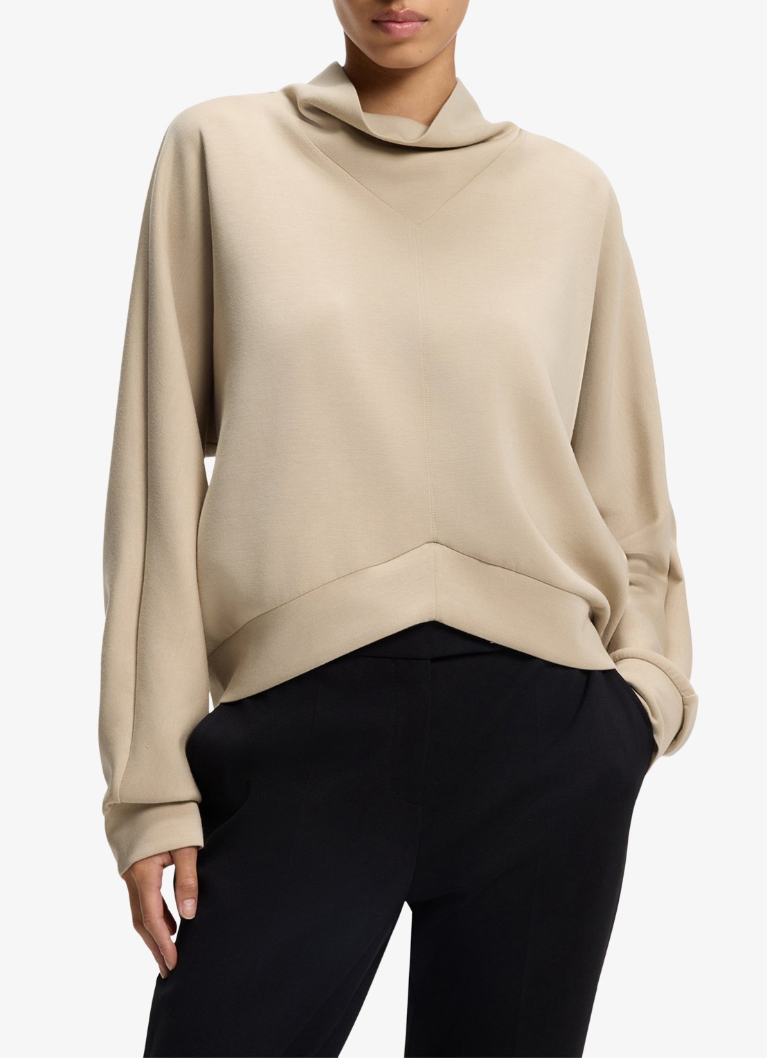 BOSS Sweater met opstaande kraag - detail 3 beige