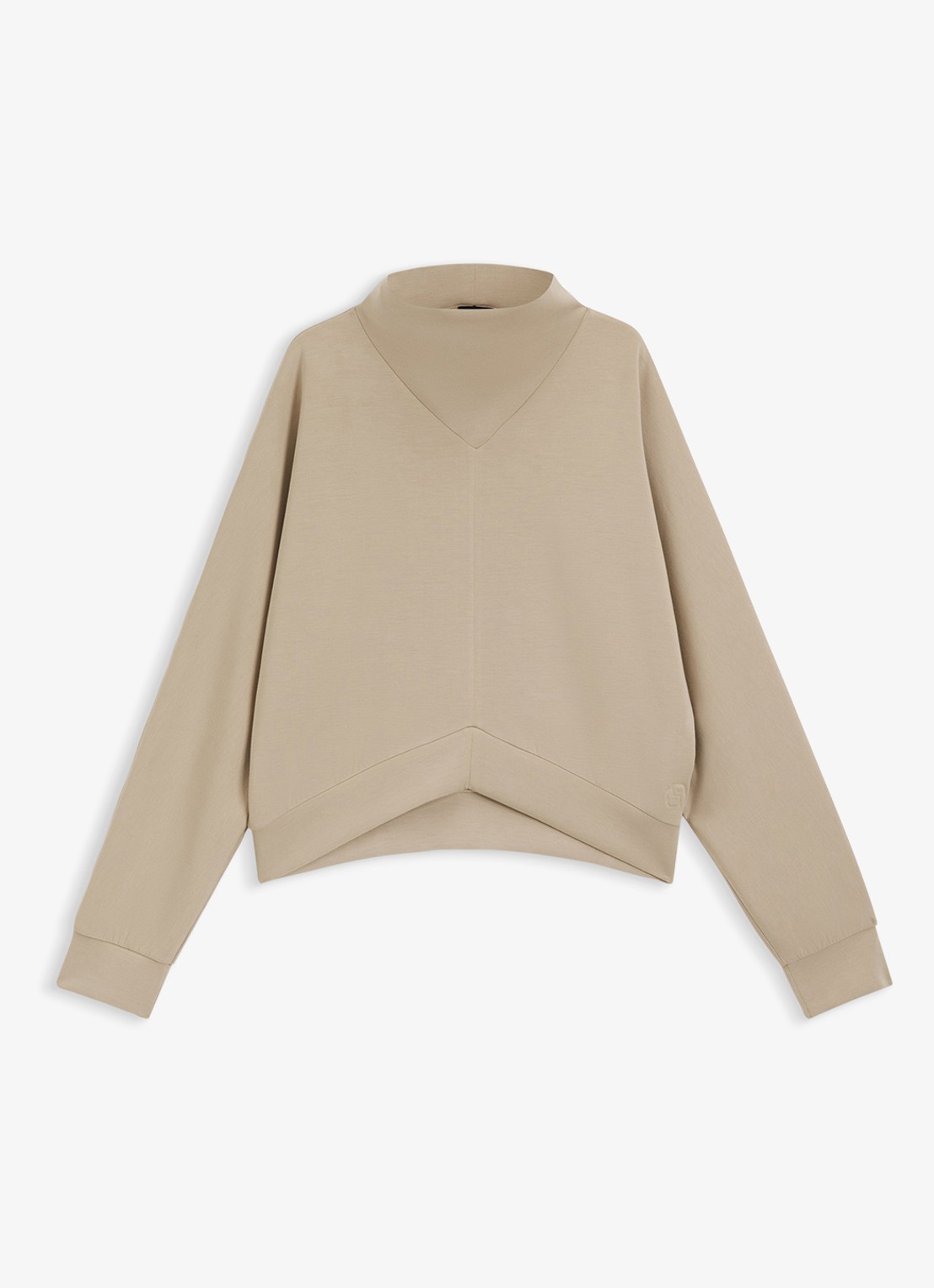 BOSS Sweater met opstaande kraag - voorkant beige
