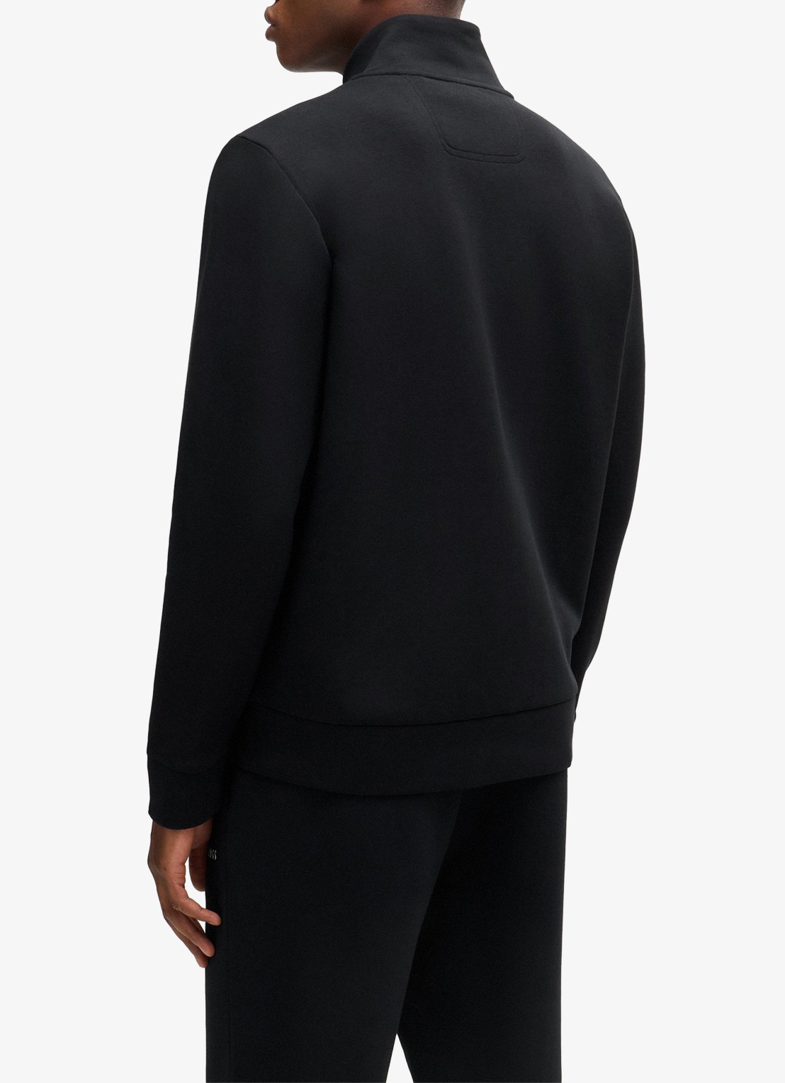 BOSS Sweatshirt van stretchkatoen met rits en logoprint - achterkant 5 zwart
