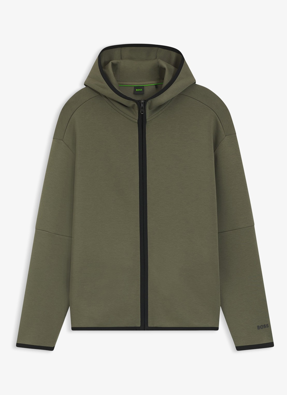 BOSS Sweatvest met capuchon - voorkant 4 legergroen
