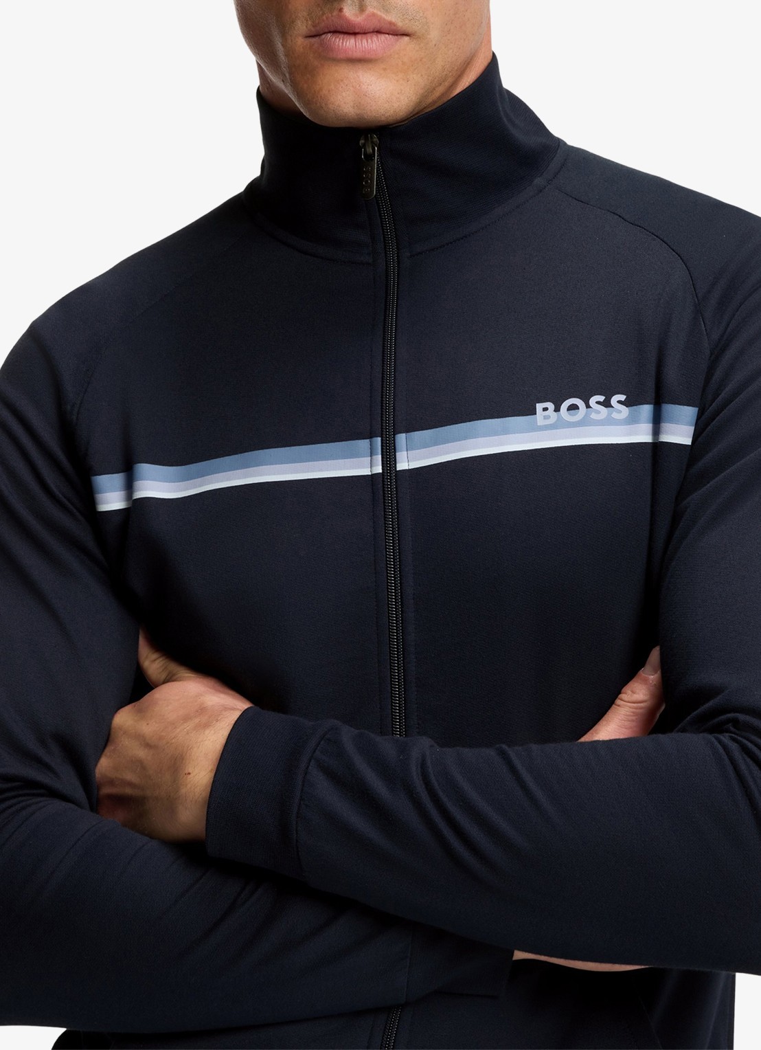 BOSS Sweatvest met logo - detail 5 donkerblauw