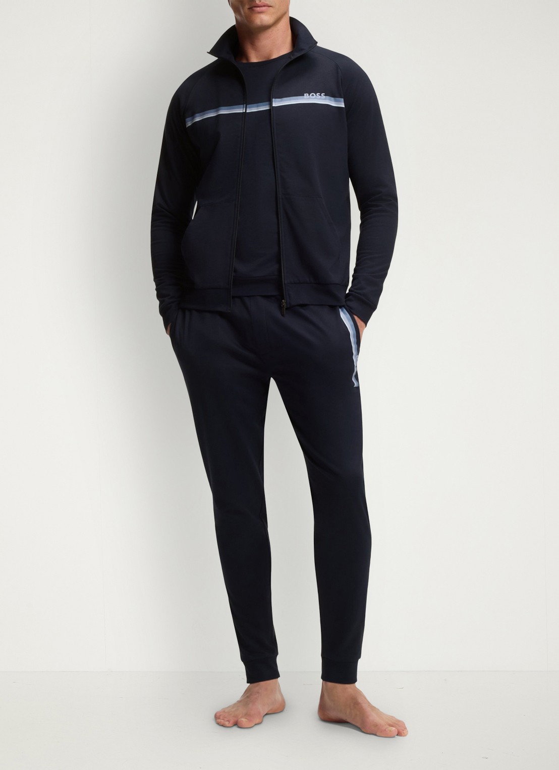 BOSS Sweatvest met logo - voorkant 3 donkerblauw