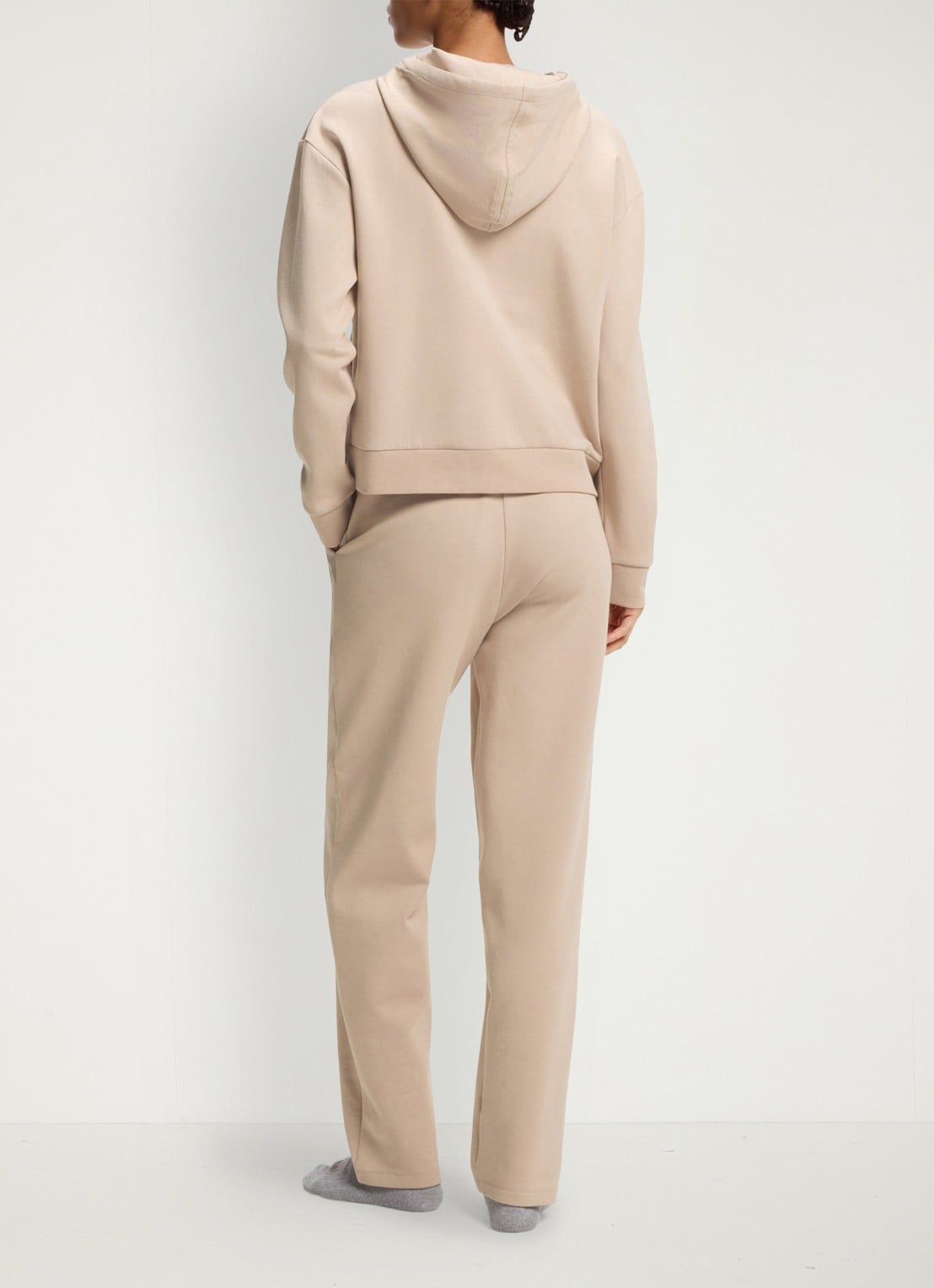 BOSS Sweatvest met logoborduring en capuchon - achterkant light beige-270 / beige