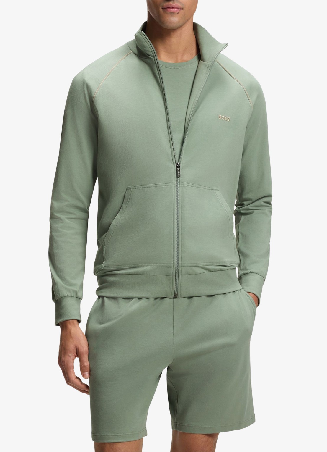 BOSS Sweatvest met logoborduring - detail 3 light/pastel green-330 / groen
