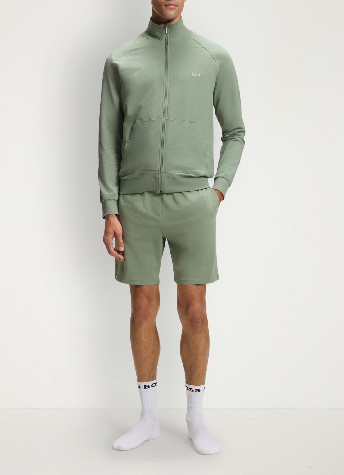 BOSS Sweatvest met logoborduring - voorkant 2 light/pastel green-330 / groen