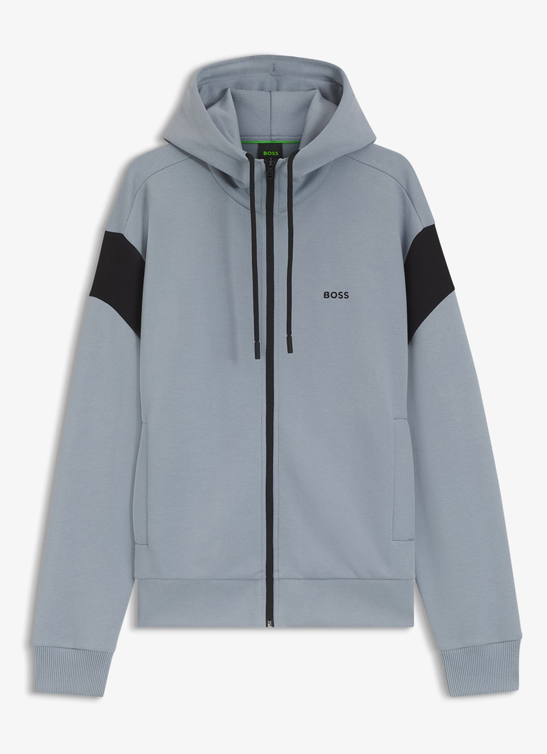 BOSS Sweatvest met steekzakken en capuchon - voorkant dark grey-026