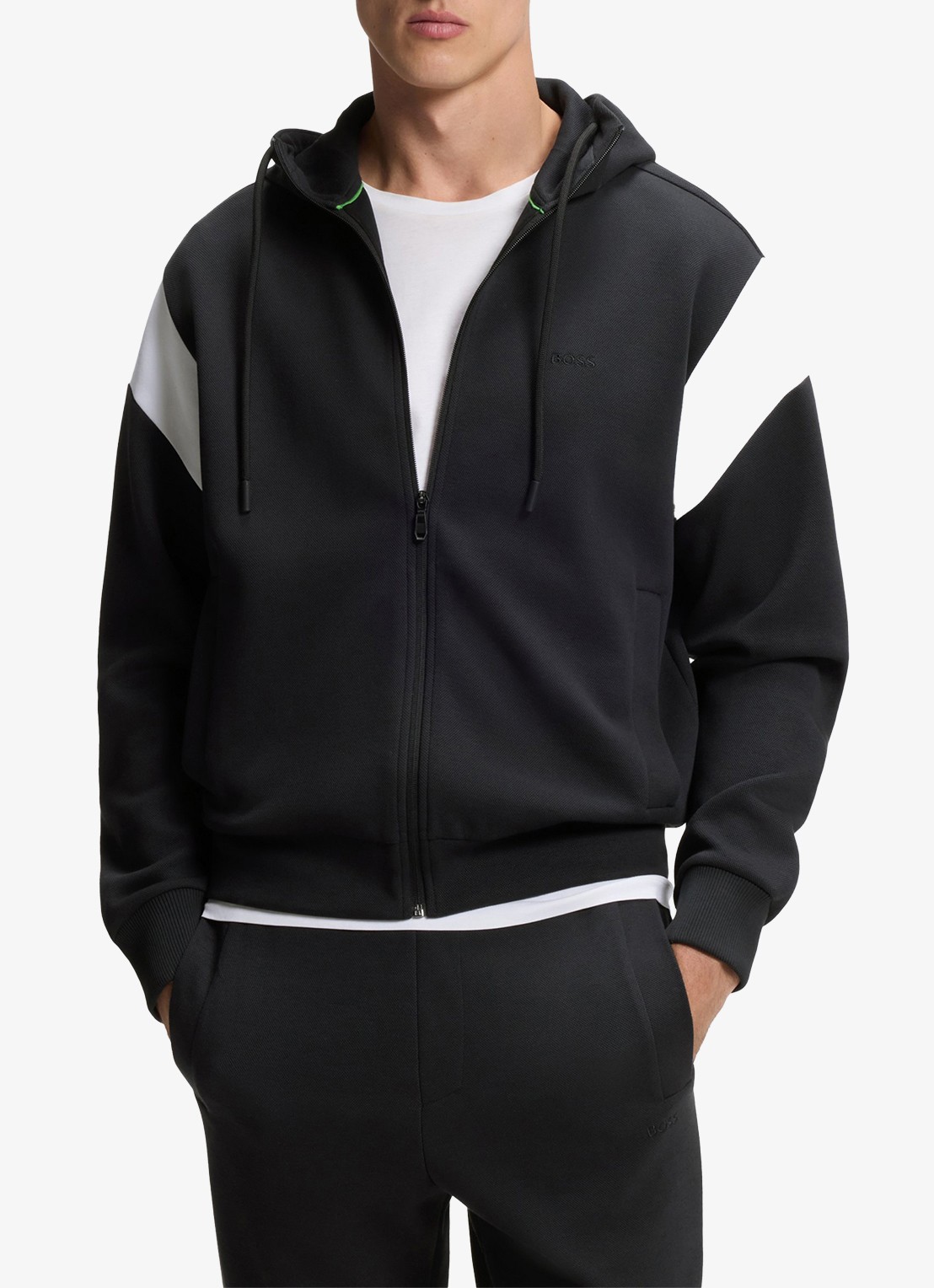BOSS Sweatvest met steekzakken en capuchon - detail 4 donkerblauw
