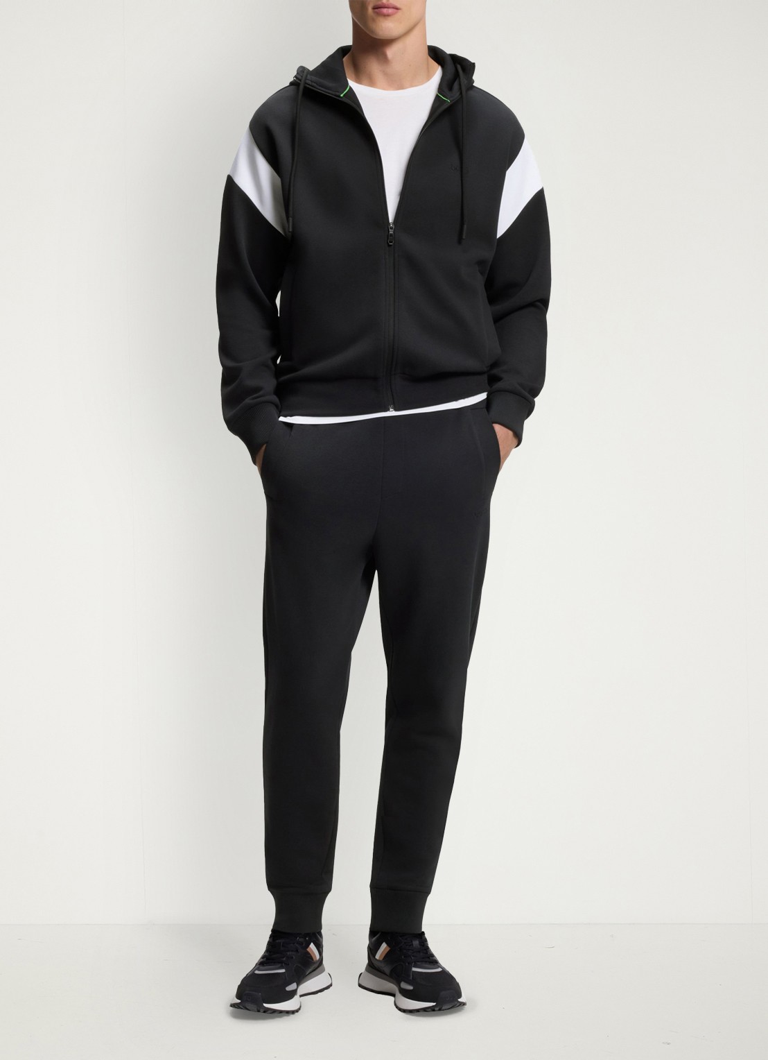 BOSS Sweatvest met steekzakken en capuchon - voorkant 3 donkerblauw