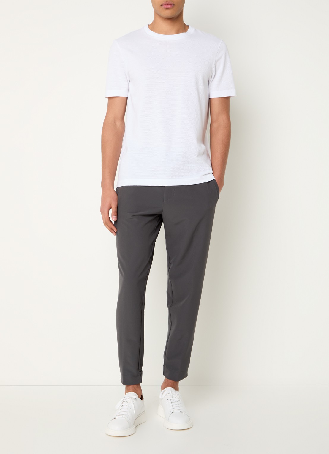 BOSS T_Flex tapered fit joggingbroek met steekzakken - voorkant 4 donkergrijs