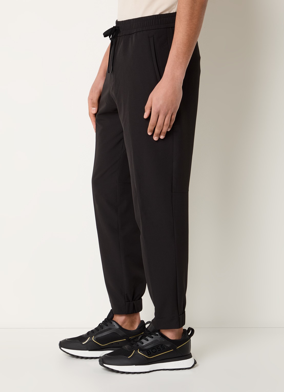 BOSS T_Flex tapered fit joggingbroek met steekzakken - detail 3 zwart