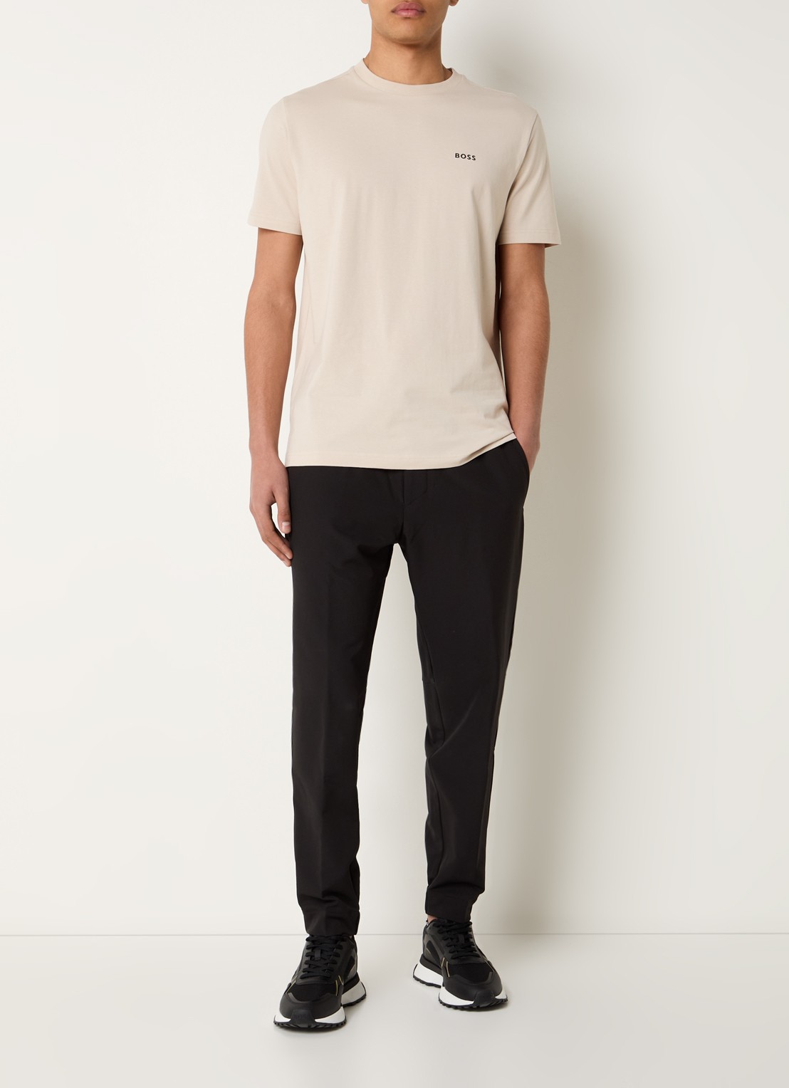 BOSS T_Flex tapered fit joggingbroek met steekzakken - voorkant 5 zwart