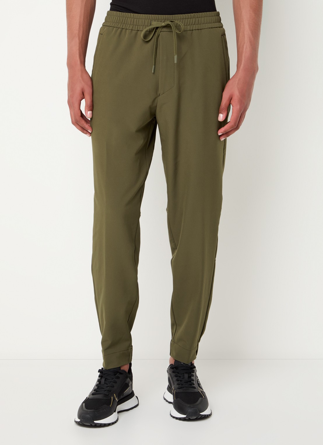 BOSS T_Flex tapered fit joggingbroek met steekzakken - detail 4 legergroen