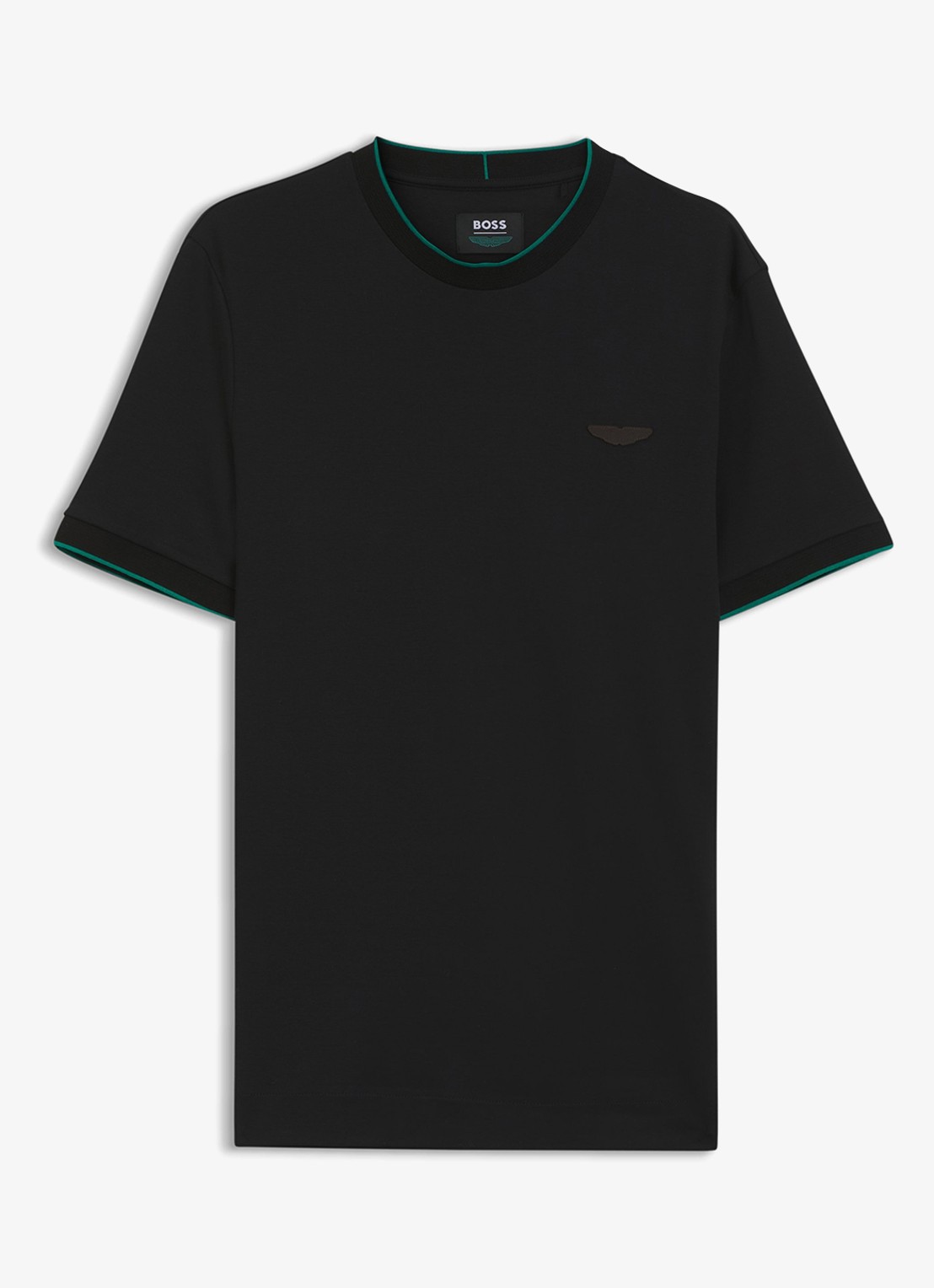 BOSS T-shirt met gestreept detail - voorkant zwart
