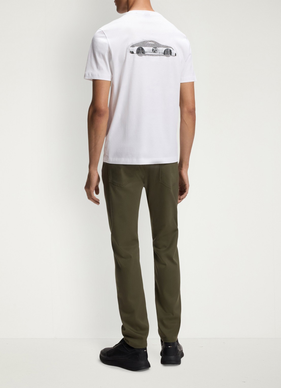 BOSS T-shirt met logo- en backprint - achterkant 5 wit