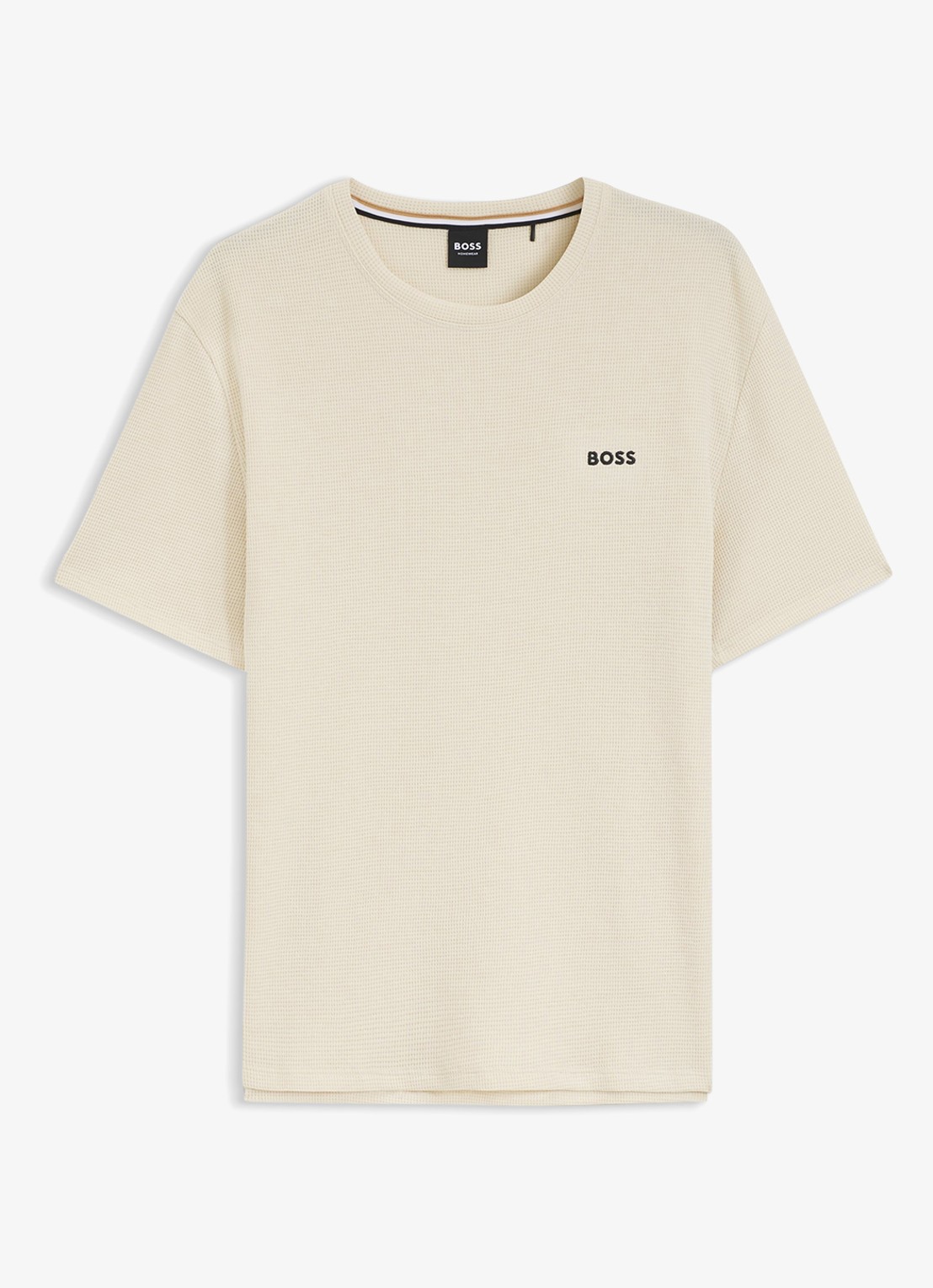 BOSS T-shirt met logo en structuur - voorkant beige