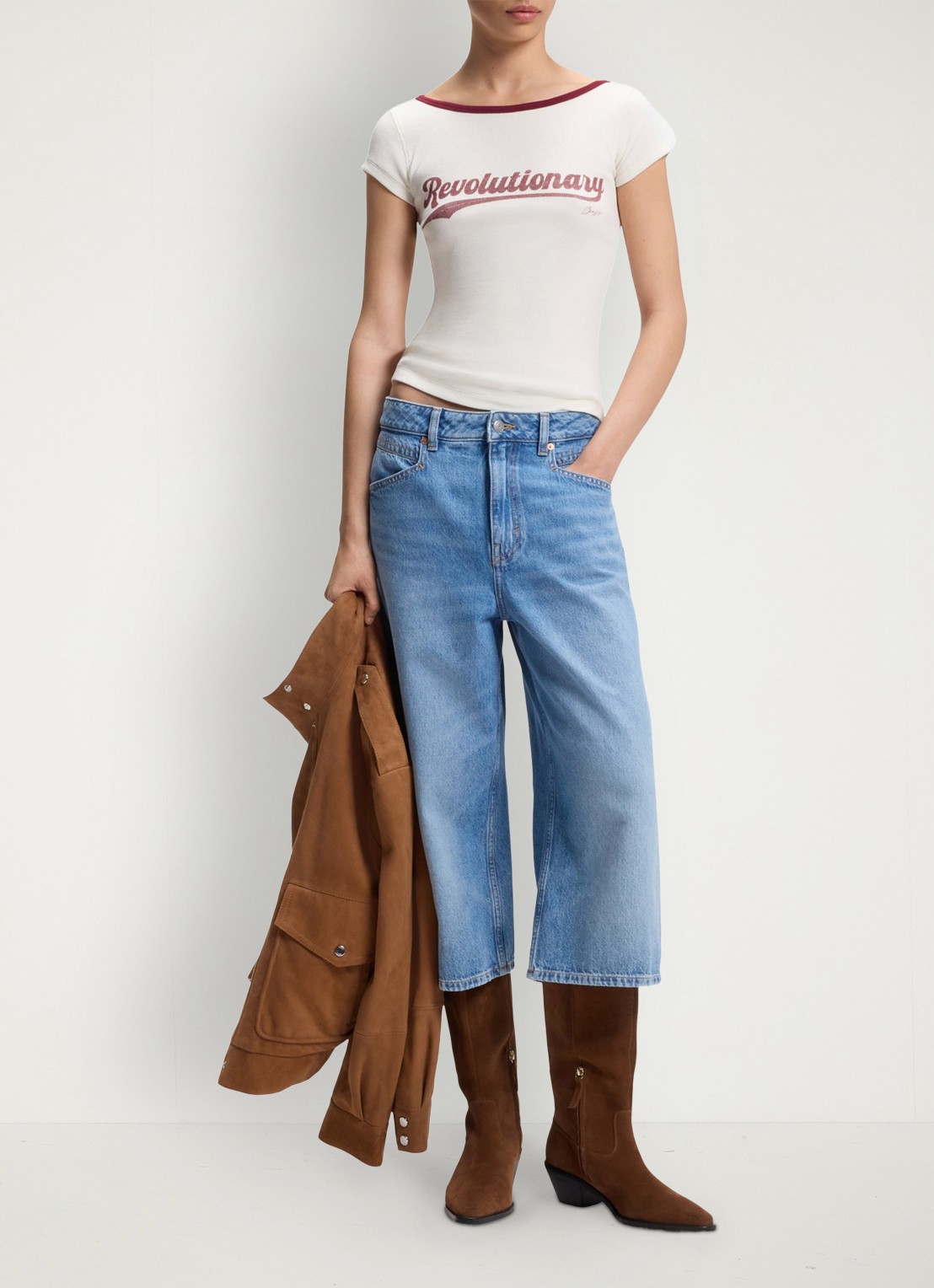 BOSS T-shirt met logo - voorkant 3 creme