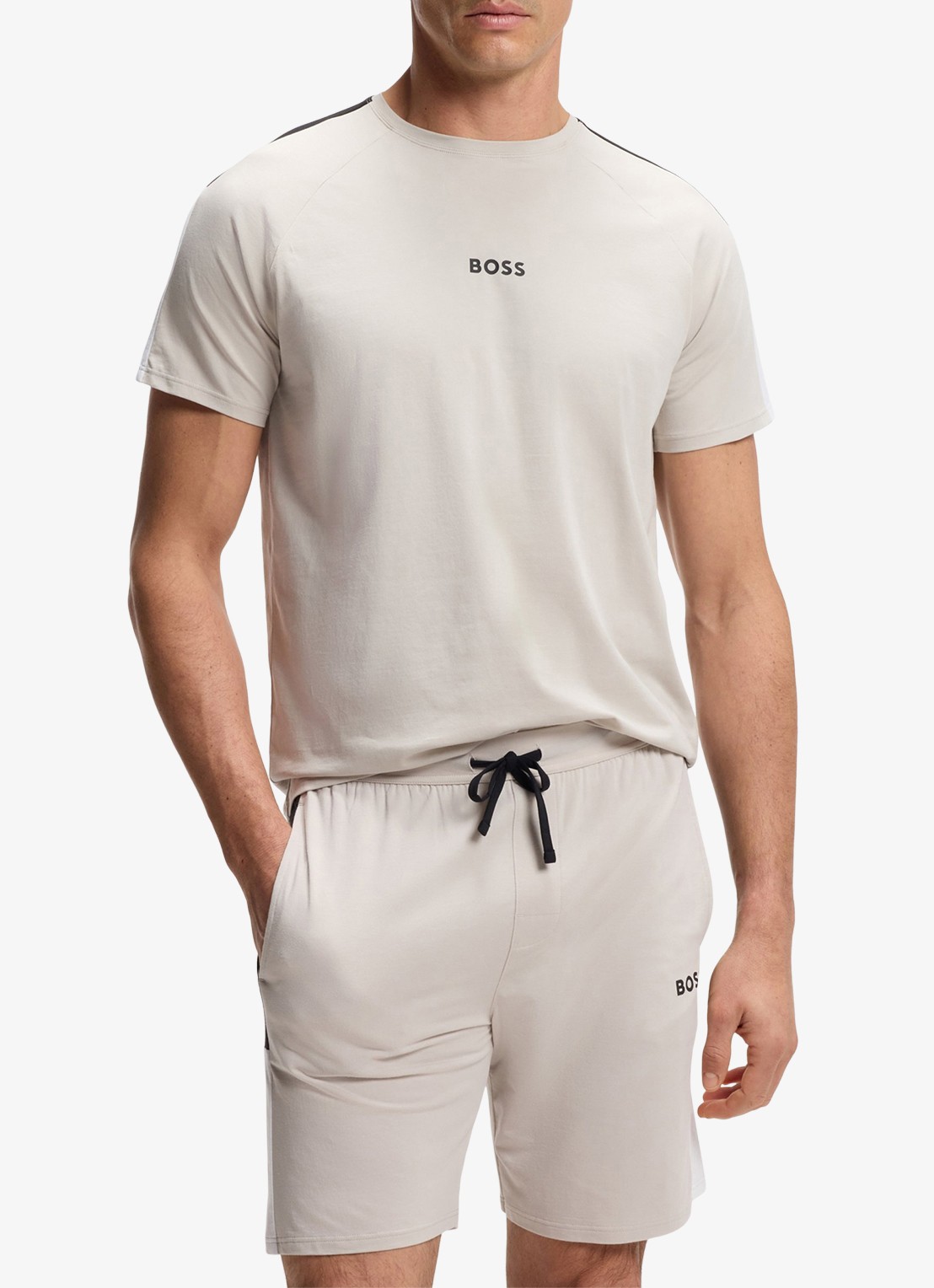 BOSS T-shirt met logo - detail 3 beige