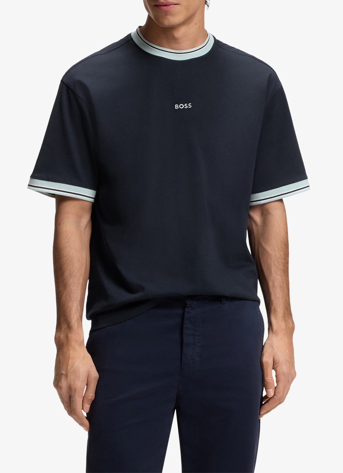 BOSS T-shirt met logo - detail 3 dark blue-404 / blauw